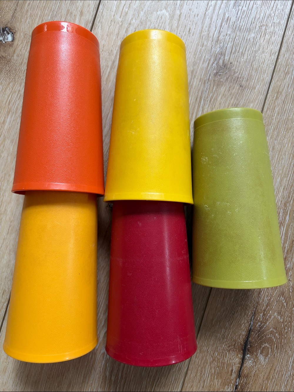 Vintage Tupperware Tumblers Harvest Colors 12 oz #873 Set of 5